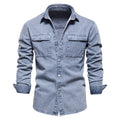 Denim Shirts Men Casual Solid Color Thick Long Sleeve Shirt for Men Spring High Quality Jeans Male Shirt
