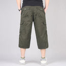 Summer Men's Casual Cotton Cargo Shorts Overalls Long Length Multi Pocket Hot breeches Military Capri Pants Male Cropped Pants