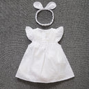 Baby summer dress+headband infant girls princess dress bodysuit baby christening baptism gown girls party daily holiday dress