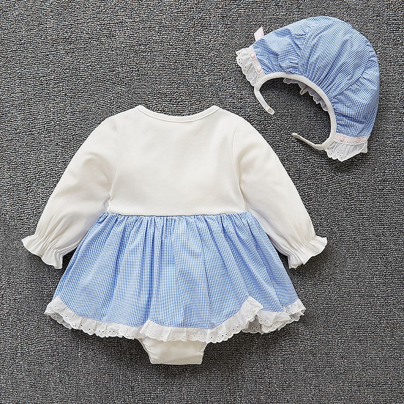 Bébé infantile enfants fille princesse robe + chapeau baptême baptême robe de soirée de mariage bébé anniversaire famille photo robe