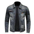 Printemps Bomber Denim Veste Hommes Jean Manteaux Moto Coton Col Rabattu Lavé Slim Casual Manches Longues Vêtements