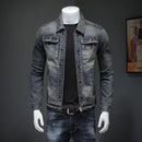 Printemps Bomber Denim Veste Hommes Jean Manteaux Moto Coton Col Rabattu Lavé Slim Casual Manches Longues Vêtements