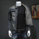 Printemps Bomber Denim Veste Hommes Jean Manteaux Moto Coton Col Rabattu Lavé Slim Casual Manches Longues Vêtements