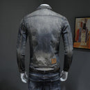 Printemps Bomber Denim Veste Hommes Jean Manteaux Moto Coton Col Rabattu Lavé Slim Casual Manches Longues Vêtements