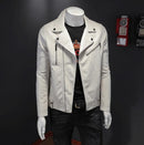 Classical Motorcycle Slim Jackets Men Leather Jacket Moto Jacket Men Biker Black White Coat Autumn Winter