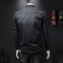 Autumn European Style Bomber Pilot Long Sleeve Black Thin Denim Shirt Men Jean Coat Motorcycle Casual Cowboy Clothing