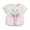 Children Summer New Baby Girls Clothes Animal Short Sleeve Giraffe Gray Cotton T Shirt Boy Tee Tops