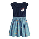 Children Summer Baby Girl Clothes Rainbow Cloud Denim Color Pinafore Sleeveless Dress for Kids 2-7 Years