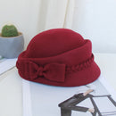 Ladies Winter Church Hats Wool Fedora With Bowknot Braid Elegant French Black Beret Pillbox Hat