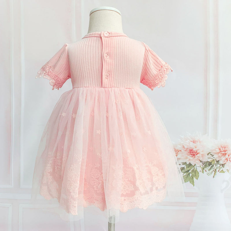 Girls Dress Summer Lace Chiffon Flowers Embroidery Children Clothing Baby Princess Dress Ball Gown 0-2Y