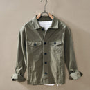 Autumn Winter Men's Long Sleeve Shirt Coat Khaki Turn-down Collar Male Casual Cotton Shirt Jacket Clothes