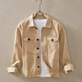Autumn Winter Men's Long Sleeve Shirt Coat Khaki Turn-down Collar Male Casual Cotton Shirt Jacket Clothes