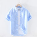 Printemps été nouveau pur lin coton chemises hommes Cool respirant classique basique bleu chemise mâle de haute qualité
