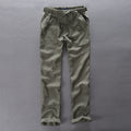 Loose Straight Pants for Men Casual Linen Leisure Beach Style Elastic Waist Trousers Spring Summer New