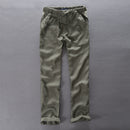 Loose Straight Pants for Men Casual Linen Leisure Beach Style Elastic Waist Trousers Spring Summer New