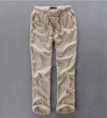 Loose Straight Pants for Men Casual Linen Leisure Beach Style Elastic Waist Trousers Spring Summer New