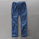 Loose Straight Pants for Men Casual Linen Leisure Beach Style Elastic Waist Trousers Spring Summer New