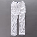 Loose Straight Pants for Men Casual Linen Leisure Beach Style Elastic Waist Trousers Spring Summer New
