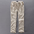 Loose Straight Pants for Men Casual Linen Leisure Beach Style Elastic Waist Trousers Spring Summer New