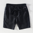Linen Summer Shorts for Men Casual Solid Boardshorts Male Classic Drawstring Shorts Clothing