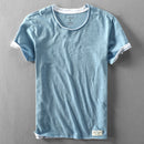Two T-shirts for Men Retro Summer Cotton Solid Color Short Sleeve Tops Male Casual Simple Thin White Tee Clothing