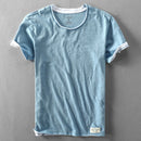 Two T-shirts for Men Retro Summer Cotton Solid Color Short Sleeve Tops Male Casual Simple Thin White Tee Clothing