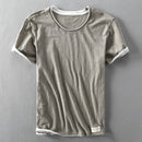 Two T-shirts for Men Retro Summer Cotton Solid Color Short Sleeve Tops Male Casual Simple Thin White Tee Clothing