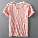 Two T-shirts for Men Retro Summer Cotton Solid Color Short Sleeve Tops Male Casual Simple Thin White Tee Clothing