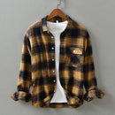 Pure cotton flannel men's long sleeved plaid shirt autumn men's brand casual long-sleeved shirt soft and comfortable men's shirt