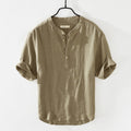 Chemise à manches courtes en lin pur pour hommes, nouveaux pulls d'été, hauts fins, Slim, boutons, vêtements rétro