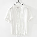 Chemise à manches courtes en lin pur pour hommes, nouveaux pulls d'été, hauts fins, Slim, boutons, vêtements rétro