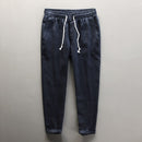 Pantalons décontractés d'été pour hommes pantalons en lin pur naturel couleur unie taille élastique pantalon droit