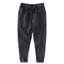 Été nouveau pantalon décontracté à rayures pour hommes coton lin coupe ajustée mode cordon pantalon mâle marque vêtements