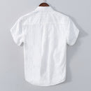 Chemise rayée à manches courtes pour hommes été 100% coton hauts homme blanc décontracté col rabattu vêtements quotidiens tendances