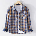 Men Red Pure Cotton Turn-down Collar Casual Tops Male Daily Button Up Vintage Clothing Blouse