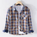 Men Red Pure Cotton Turn-down Collar Casual Tops Male Daily Button Up Vintage Clothing Blouse