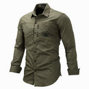 Chemise pour hommes pur coton col rabattu Style Safari hauts mâle Slim Fit armée extérieur vêtements décontractés lettre