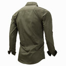 Chemise pour hommes pur coton col rabattu Style Safari hauts mâle Slim Fit armée extérieur vêtements décontractés lettre