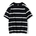 Striped Short Sleeve Oversized T Shirt for Men Summer New Cotton O-Neck Tops Male Simple All-match Cargo Retro Tops Gothic