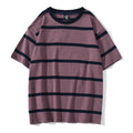Striped Short Sleeve Oversized T Shirt for Men Summer New Cotton O-Neck Tops Male Simple All-match Cargo Retro Tops Gothic