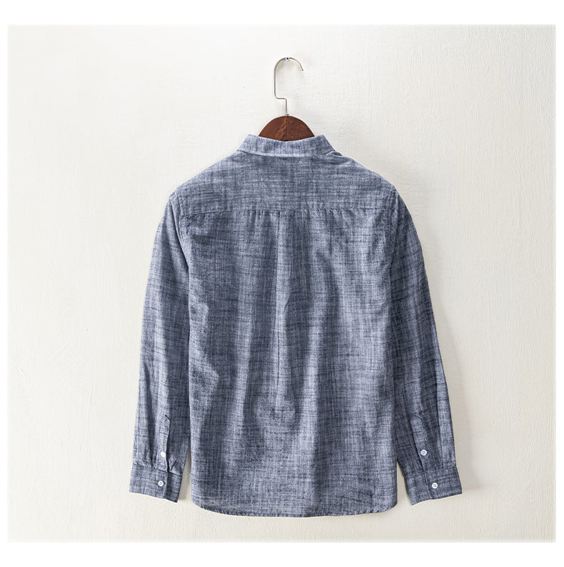 Long Sleeve Shirts for Men Solid Turn-down Collar Tops Casual Male Regular Vintage Clothing