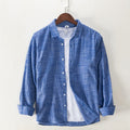 Long Sleeve Shirts for Men Solid Turn-down Collar Tops Casual Male Regular Vintage Clothing