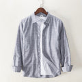 Long Sleeve Shirts for Men Solid Turn-down Collar Tops Casual Male Regular Vintage Clothing
