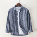 Long Sleeve Shirts for Men Solid Turn-down Collar Tops Casual Male Regular Vintage Clothing