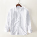 Long Sleeve Shirts for Men Solid Turn-down Collar Tops Casual Male Regular Vintage Clothing
