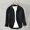 Long Sleeve Shirt for Men Pure Cotton Two Pocket Button Up Tops Male Casual Daily Solid White Turn-down Collar Retro Clothes