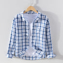 Shirt for Men Cotton Linen Turn-down Collar Tops Male Casual Button Up Vintage Clothing