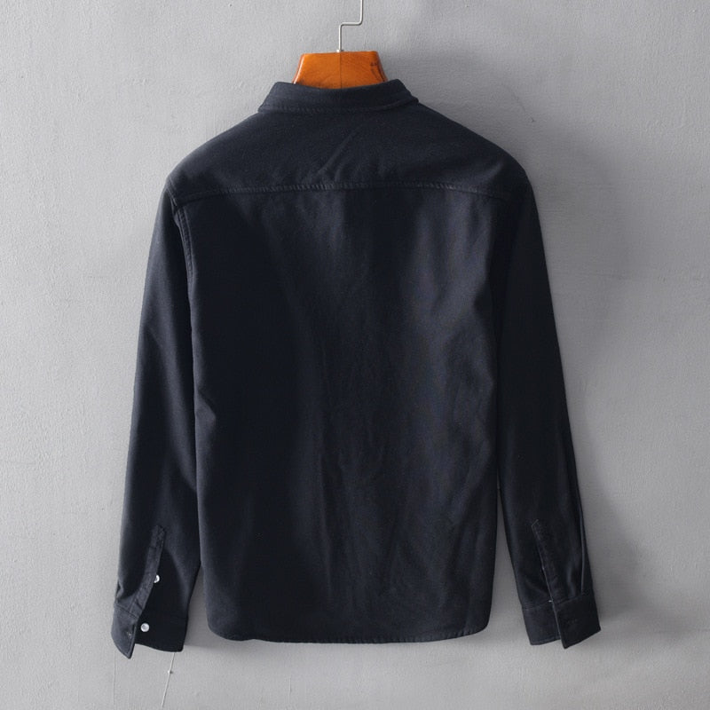 Men's Casual Shirts Autumn New Plus Velvet Long-Sleeved Shirt Retro Turn-down Collar Thickening Warm Male Tops Clothing