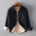 Men's Casual Shirts Autumn New Plus Velvet Long-Sleeved Shirt Retro Turn-down Collar Thickening Warm Male Tops Clothing