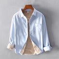 Men's Casual Shirts Autumn New Plus Velvet Long-Sleeved Shirt Retro Turn-down Collar Thickening Warm Male Tops Clothing